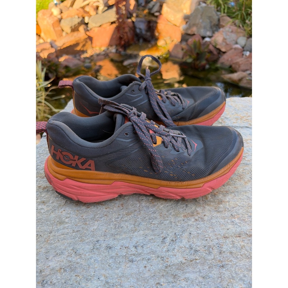Hoka One One Challenger ATR 6 Womens Trail Running Shoes 8 Grey Orange 1106512